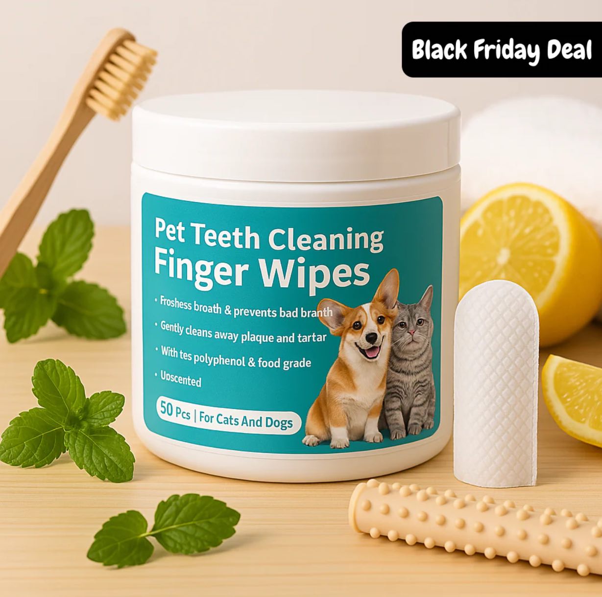 Pet Teeth Cleaning Finger Wipes